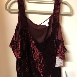 Cold Shoulder Burgundy Velvet Top